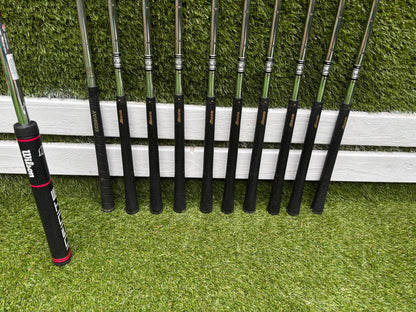 Mizuno Widec II Irons, Titleist 913 Driver, Callaway X Hot Woods, Wilson Infinite Putter & Titleist StaDry Cart Bag