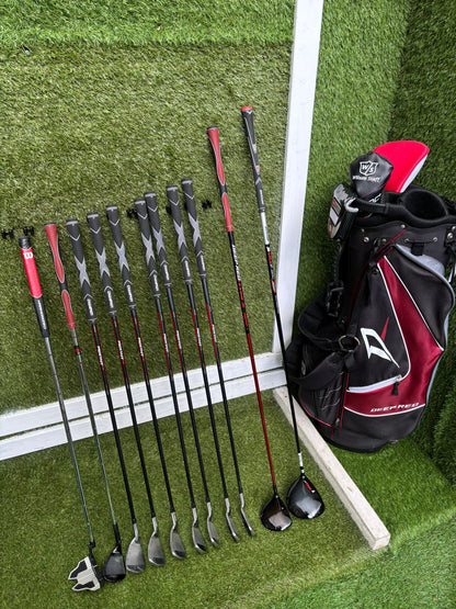 Wilson ProStaff HL Graphite Golf Set + Deep Red Woods & Wilson Deep Red Stand Bag