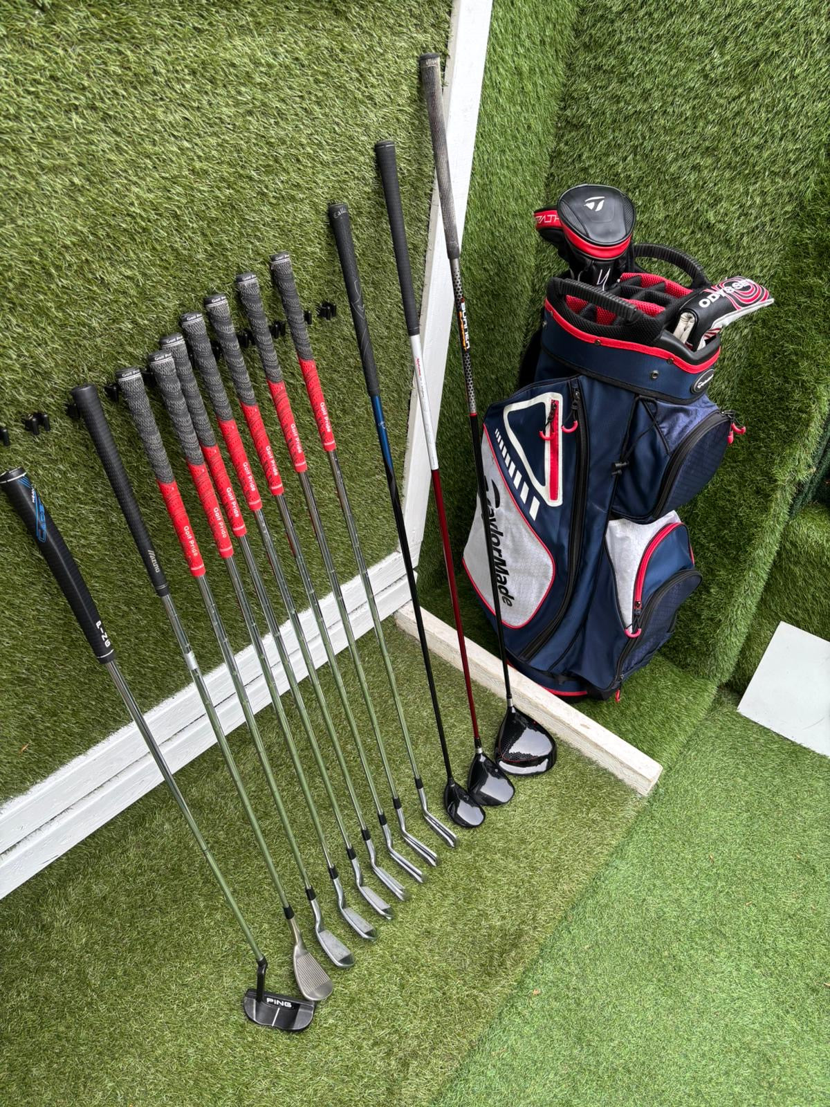 TaylorMade Tour Preferred MC Irons (4–PW) + Burner Driver, R9 Fairway, Callaway Hybrid, Ping Cadence Putter & TaylorMade Bag