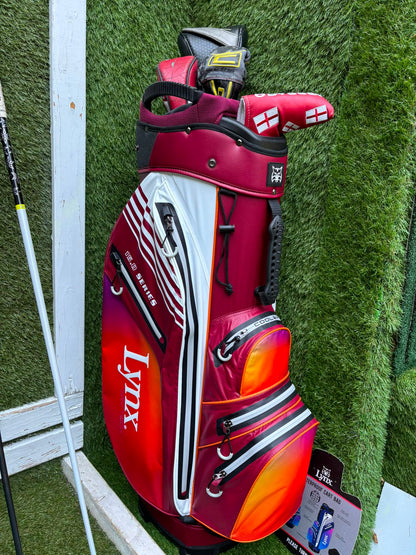 Nike Slingshot 4D Irons, Nike Driver, Cobra 4 Wood, Nike VR_S Hybrid, Odyssey Putter, New Lynx Waterproof Cart Bag