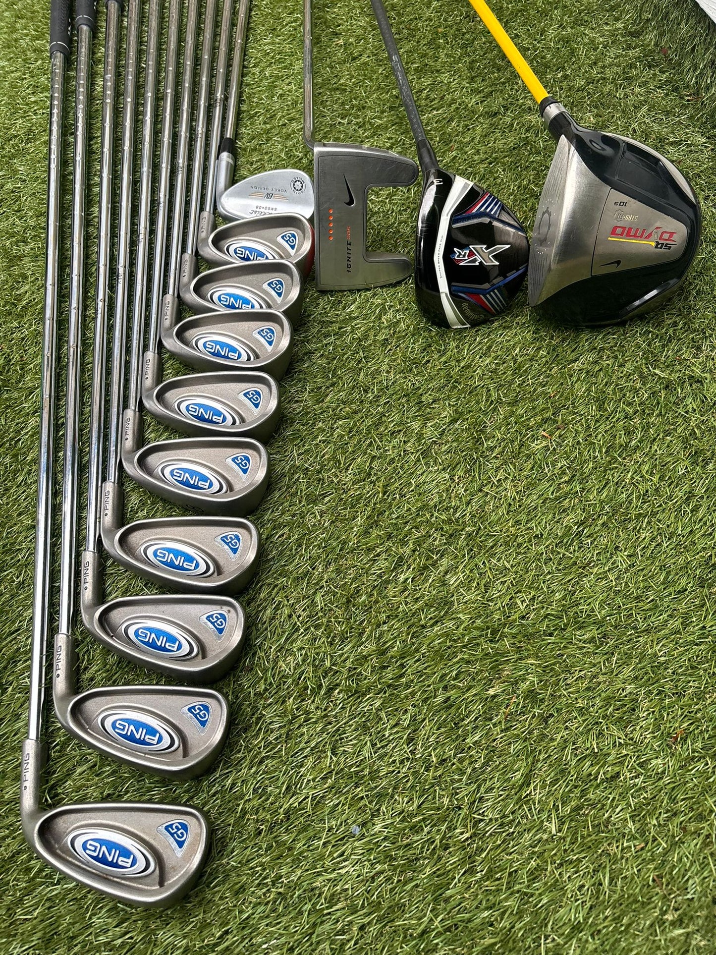 PING G5 Irons, Callaway XR 5 Wood, Nike SQ Dymo Driver, Vokey Wedge & Brand New Waterproof Stand Bag Golf Set