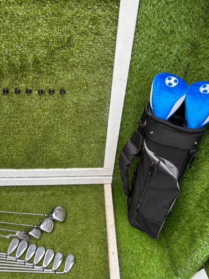 Unused and Boxed Dyna-Tech “Tech Force” Full Golf Set (5–SW) + Driver, 3 Wood, Hybrid + Bag