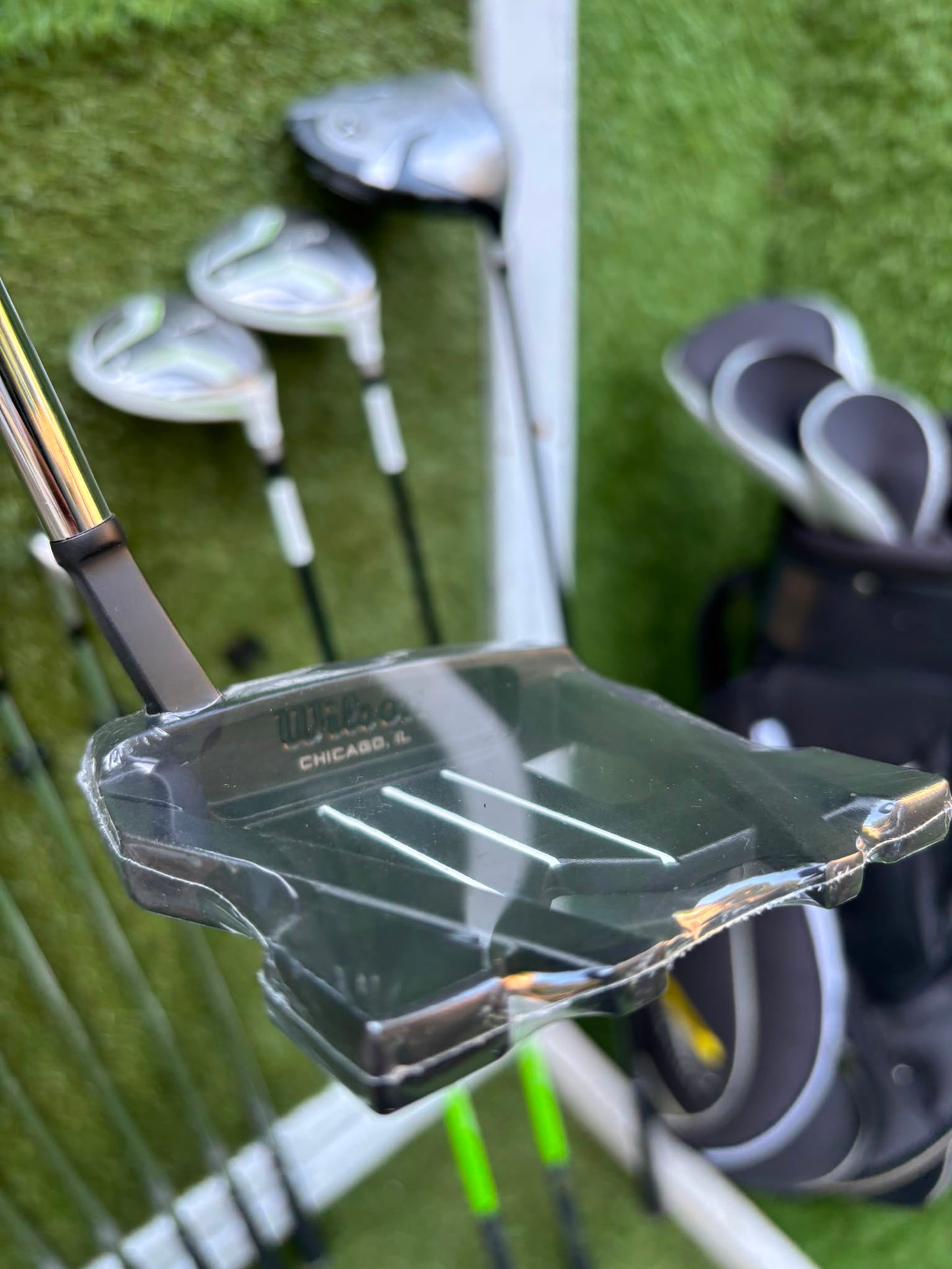 Masters GX1 Irons, Trilogy Ti-Matrix Driver, Dunlop NZ9 Fairway Woods, Wilson Infinite Buckingham Putter & PowaKaddy Cart Bag