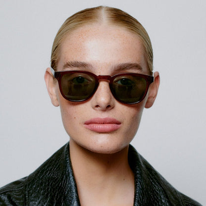 Brown Red Square Sunglasses for Large Faces | UV400 Unisex
