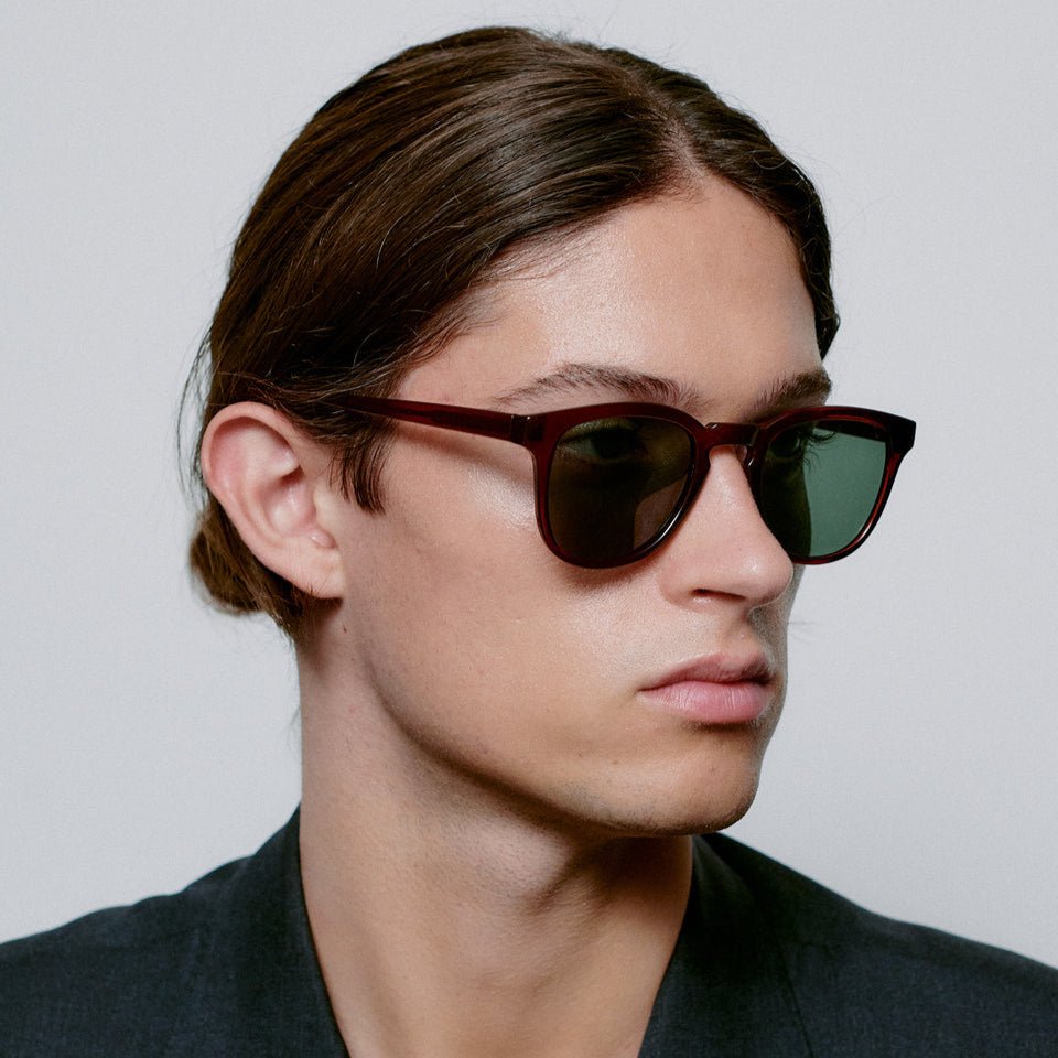 Brown Red Square Sunglasses for Large Faces | UV400 Unisex