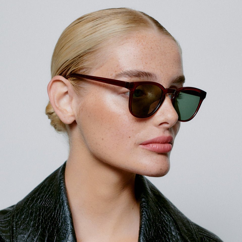 Brown Red Square Sunglasses for Large Faces | UV400 Unisex