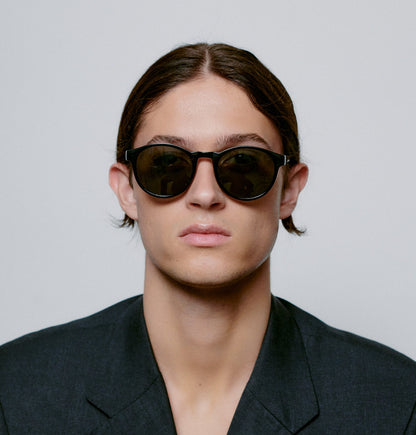 Marvin Black Round Sunglasses Unisex UV400 by AKJAERBEDE