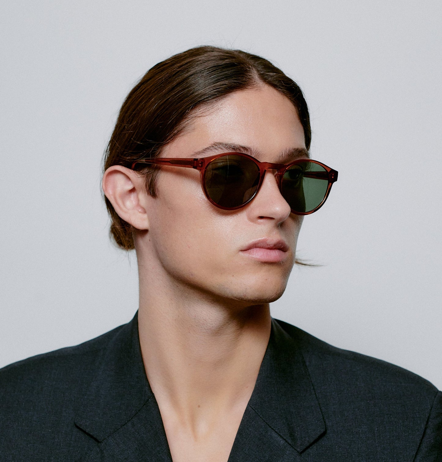 A.KJÆRBEDE (AKJAERBEDE) Marvin Sunglasses | Brown Transparent Round Frame
