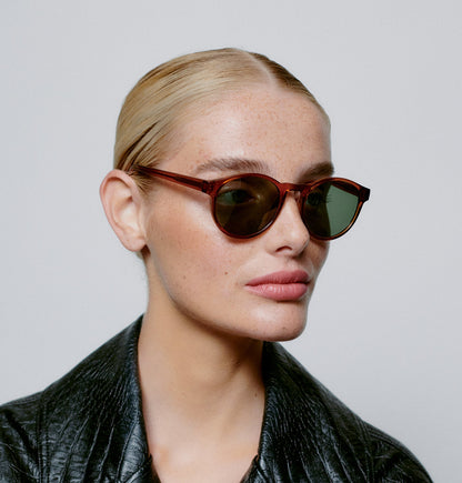 A.KJÆRBEDE (AKJAERBEDE) Marvin Sunglasses | Brown Transparent Round Frame