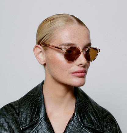 A.KJÆRBEDE Marvin Round Champagne Unisex UV400 Sunglasses