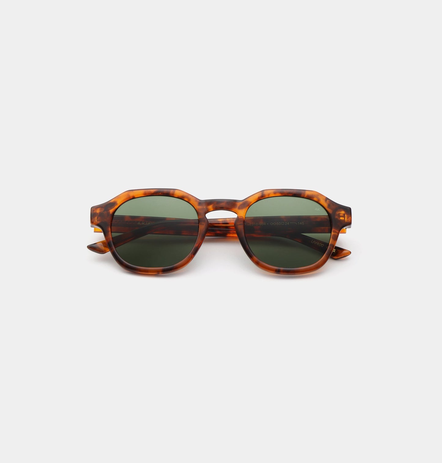 A.KJÆRBEDE (AKJAERBEDE) Zan Sunglasses | Havana Tortoise Frame, Green Lens