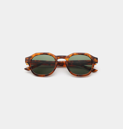 A.KJÆRBEDE (AKJAERBEDE) Zan Sunglasses | Havana Tortoise Frame, Green Lens