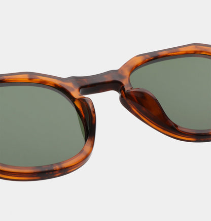 A.KJÆRBEDE (AKJAERBEDE) Zan Sunglasses | Havana Tortoise Frame, Green Lens