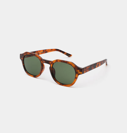 A.KJÆRBEDE (AKJAERBEDE) Zan Sunglasses | Havana Tortoise Frame, Green Lens