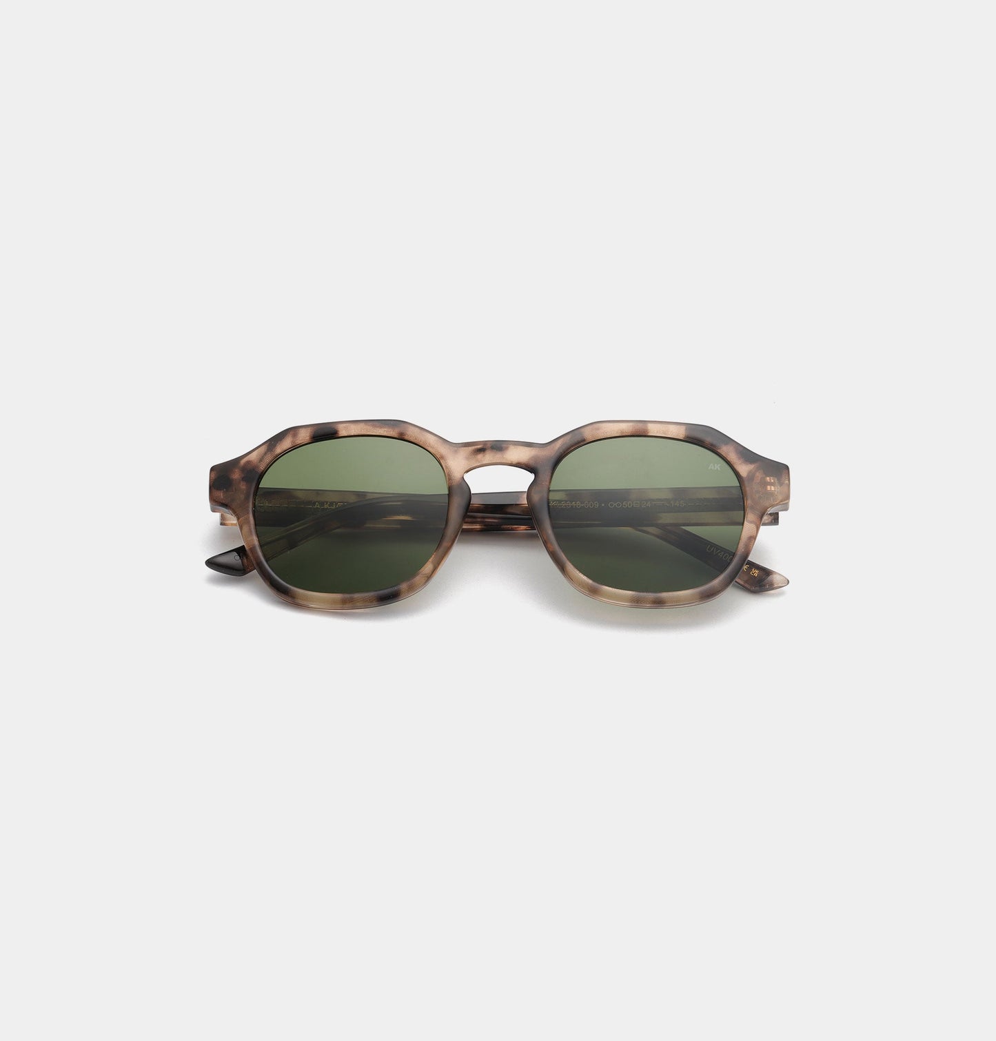 A.KJÆRBEDE (AKJAERBEDE) Zan Sunglasses | Coquina Tortoise Frame, Green Lens