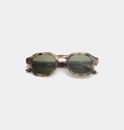 A.KJÆRBEDE (AKJAERBEDE) Zan Sunglasses | Coquina Tortoise Frame, Green Lens