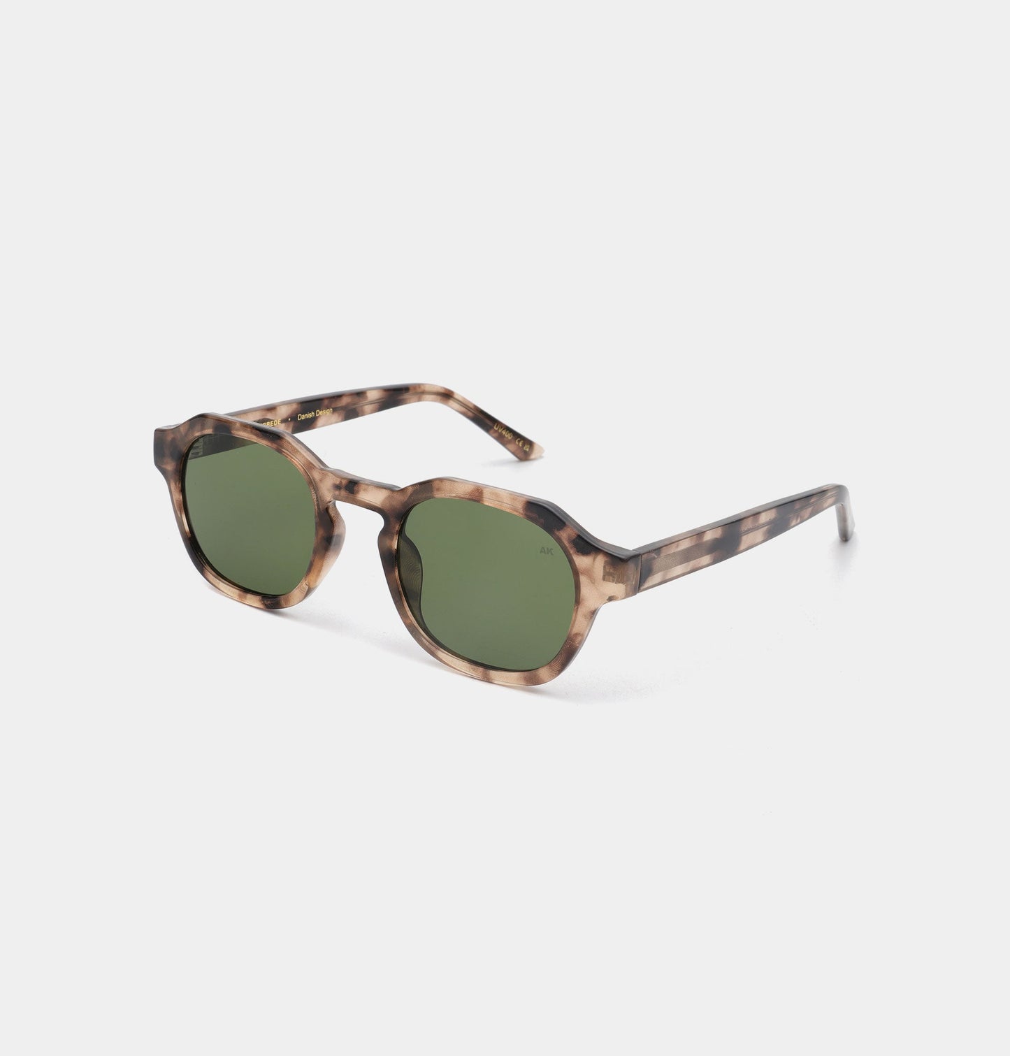 A.KJÆRBEDE (AKJAERBEDE) Zan Sunglasses | Coquina Tortoise Frame, Green Lens