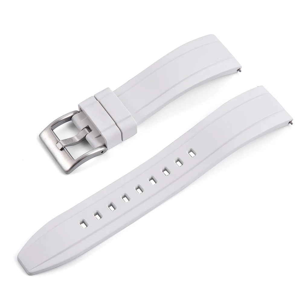 PUNCH Mens Watch, Black & Silver Skeleton Automatic Watch - White Rubber Strap