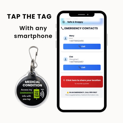 Food Allergy Alert Tag - Clip on NFC emergency info