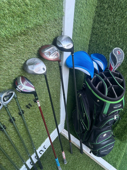 Ryder Z-40 Irons + Ben Sayers Power Pact Driver + Woods + RAM FXi Hybrid + Stowamate Bag (14 Clubs)