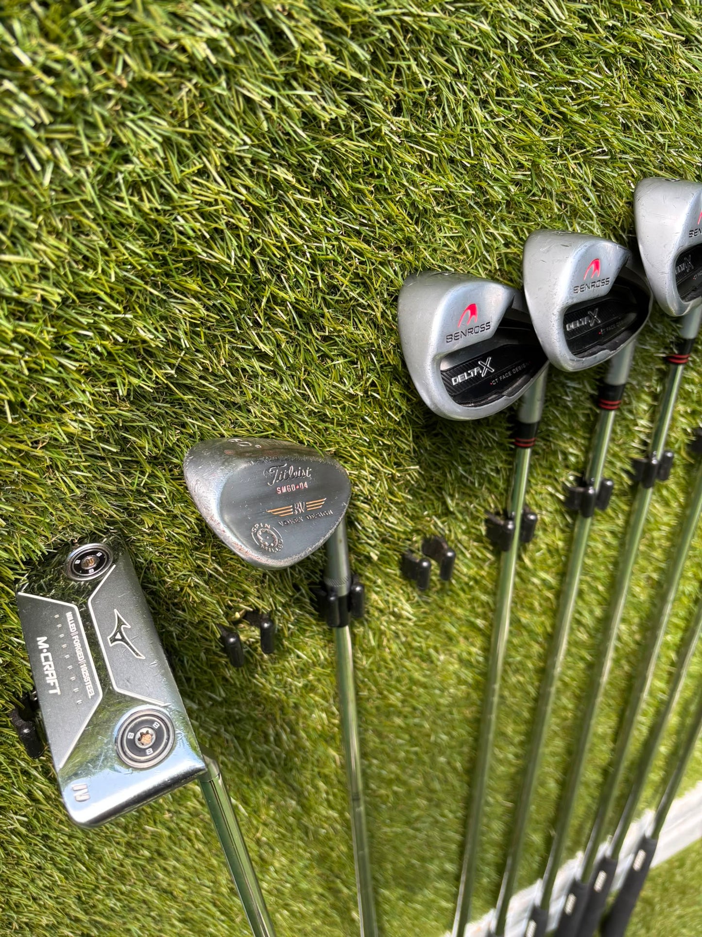 Benross Delta X Irons, Delta Driver, Adams Idea Pro Hybrid, Mizuno M-Craft IV, Vokey SM6 & Greg Norman Cart Bag