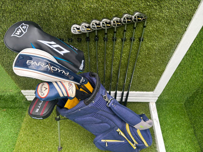 Callaway Irons, Wilson D9 Driver, Callaway Paradym X 3 Wood, Callaway X Hybrid, Wilson Infinite Putter & OUUL Premium Stand Bag