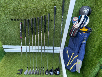 Callaway Irons, Wilson D9 Driver, Callaway Paradym X 3 Wood, Callaway X Hybrid, Wilson Infinite Putter & OUUL Premium Stand Bag
