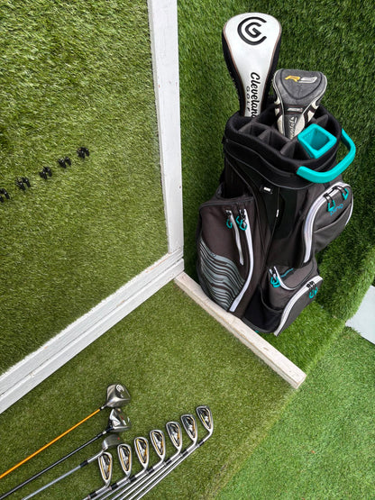 Cleveland CG7 Tour Irons, TaylorMade R9 Hybrid, Cleveland Launcher Driver & Ping Bag