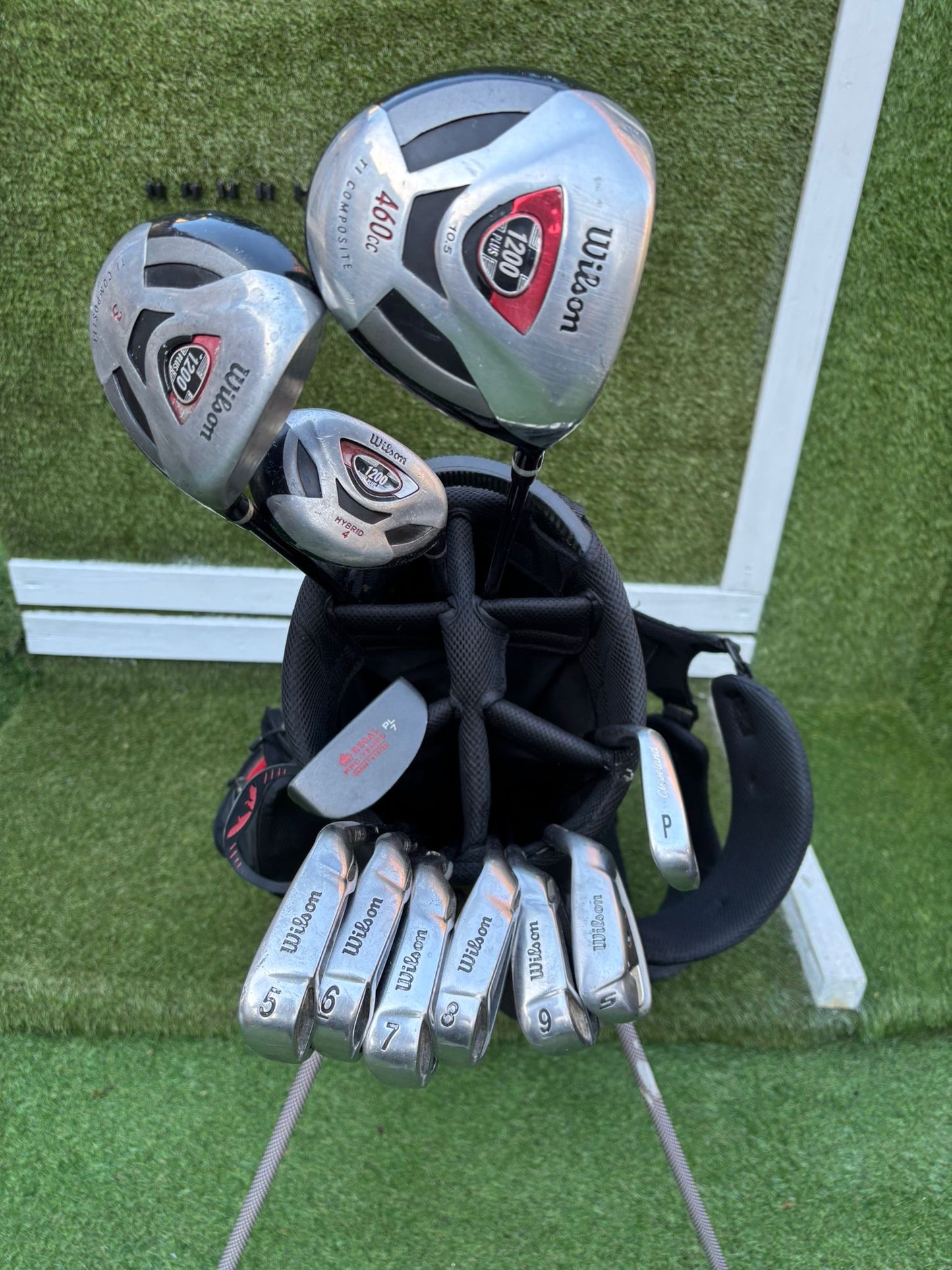 🔥 Wilson 1200 Plus Irons (5–SW) + Driver / 3 Wood / Hybrid + Cleveland Wedge + Waterproof Sun Mountain Bag
