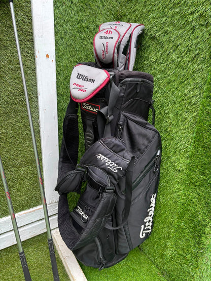 Wilson Deep Red Full Matching Golf Set (5–SW) with Titleist Stand Bag