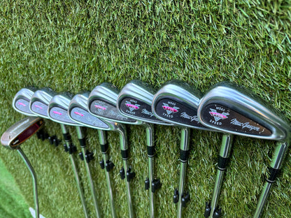 MacGregor V-Foil M565 Irons, Ping Driver, Ping Hybrid, TaylorMade Putter & Premium OUUL Camouflage Stand Bag