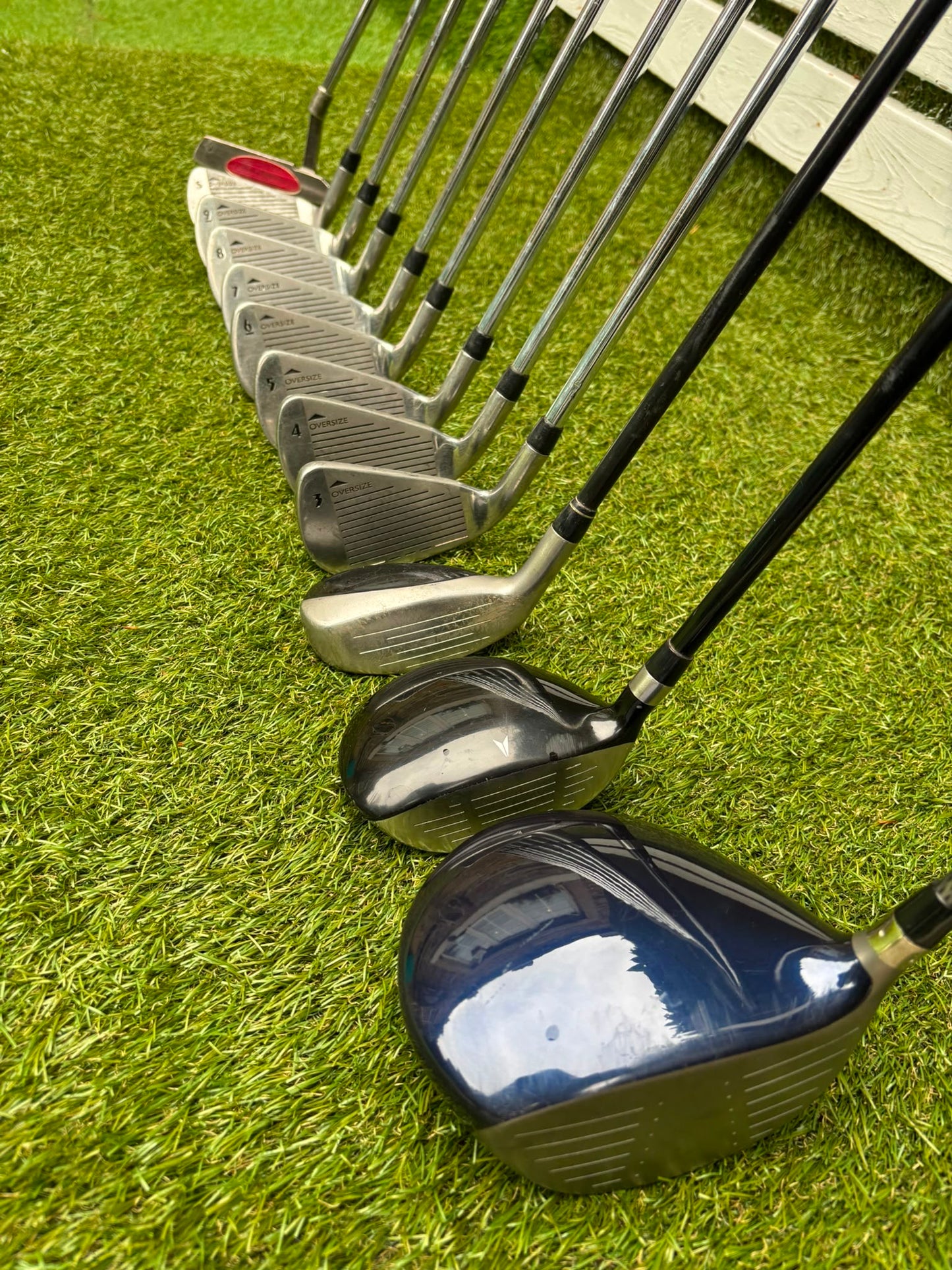Nike Ignite Dymo² Driver, Spalding Cannon Irons (3–9, SW), TaylorMade Rescue & Rossa Putter | Callaway Stand Bag