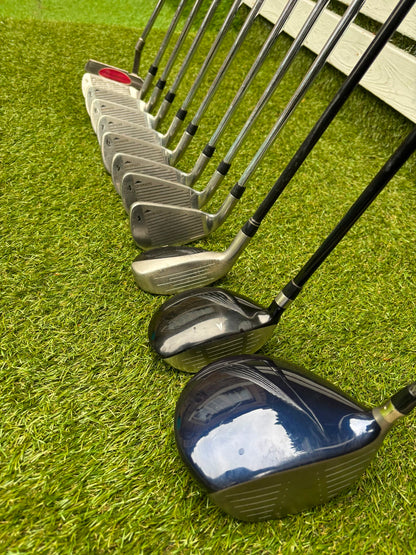 Nike Ignite Dymo² Driver, Spalding Cannon Irons (3–9, SW), TaylorMade Rescue & Rossa Putter | Callaway Stand Bag