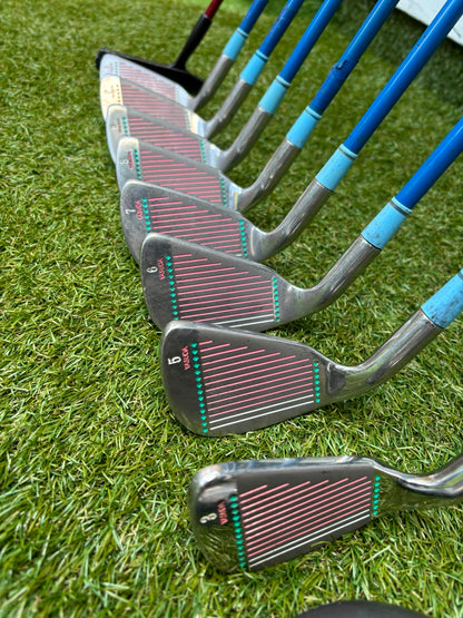 Ladies Yasuda SP-1800 Irons, Callaway Big Bertha Driver, Ping Rhapsody 7 Wood, Ben Sayers Hybrid & Stand Bag