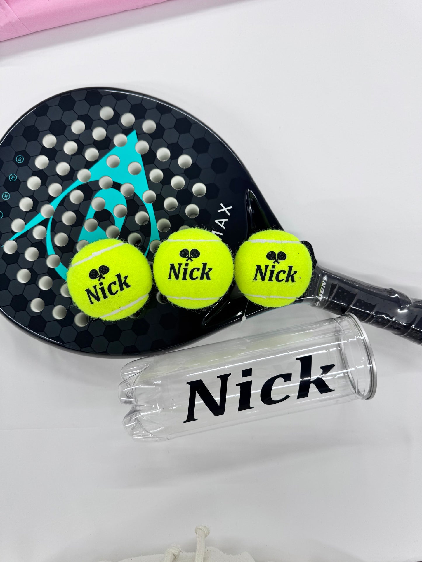 NTB - Personalised Adult Padel tennis balls - Racket & name