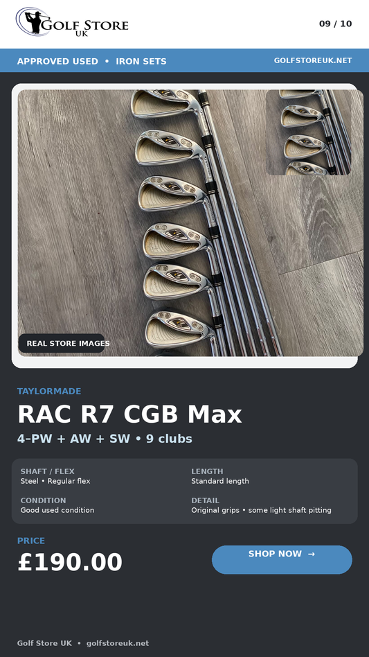 TaylorMade RAC R7 CGB Max Irons 4-PW AW SW (9 Clubs)