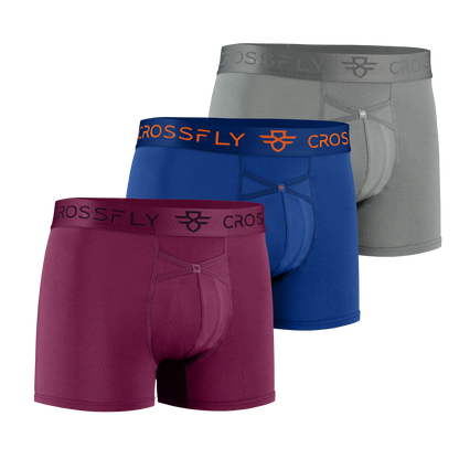 3-pack: IKON Men's 3" Trunks - Plum + Italia + Charcoal