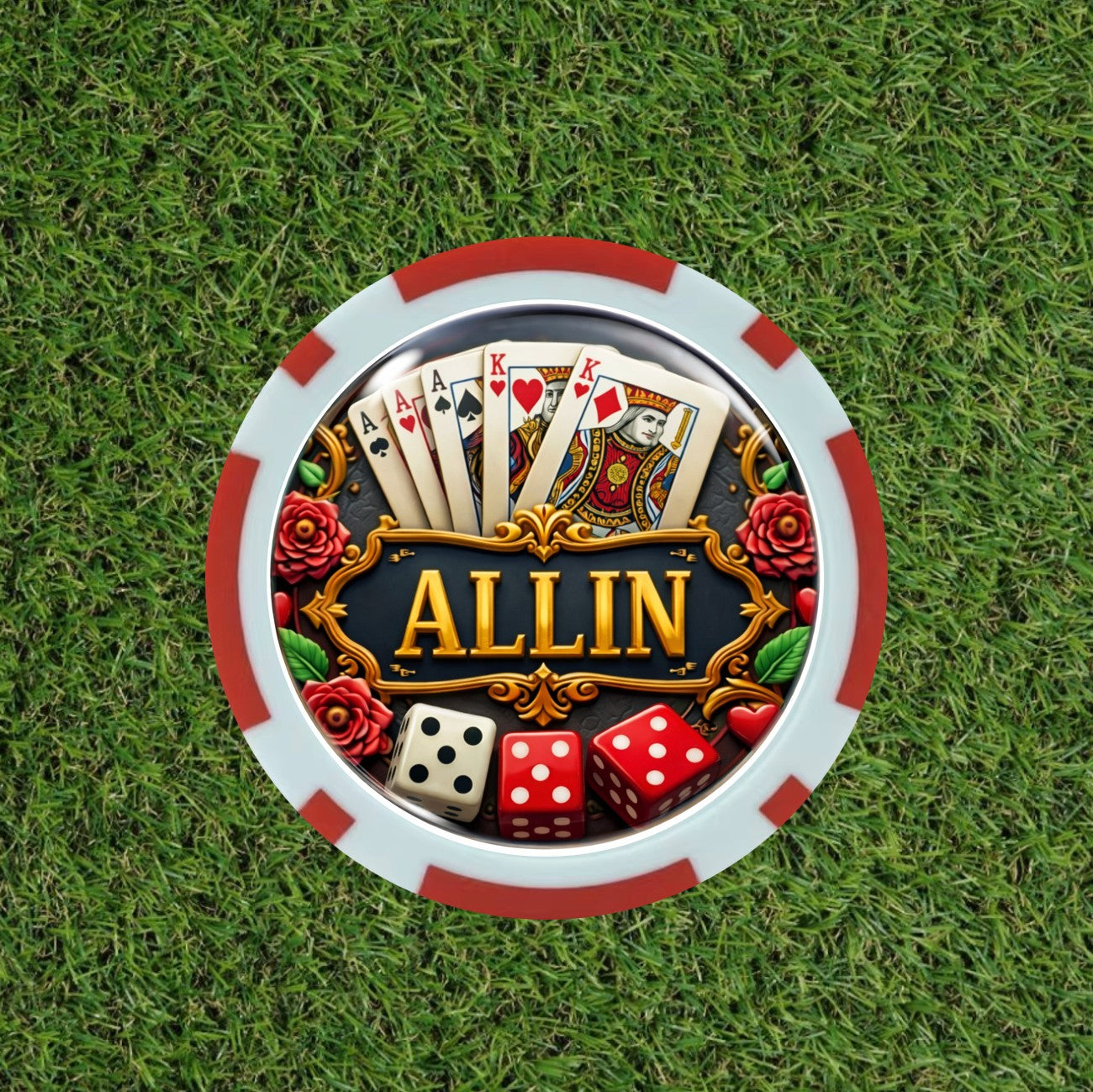 All in Poker Dice theme  golf poker chip