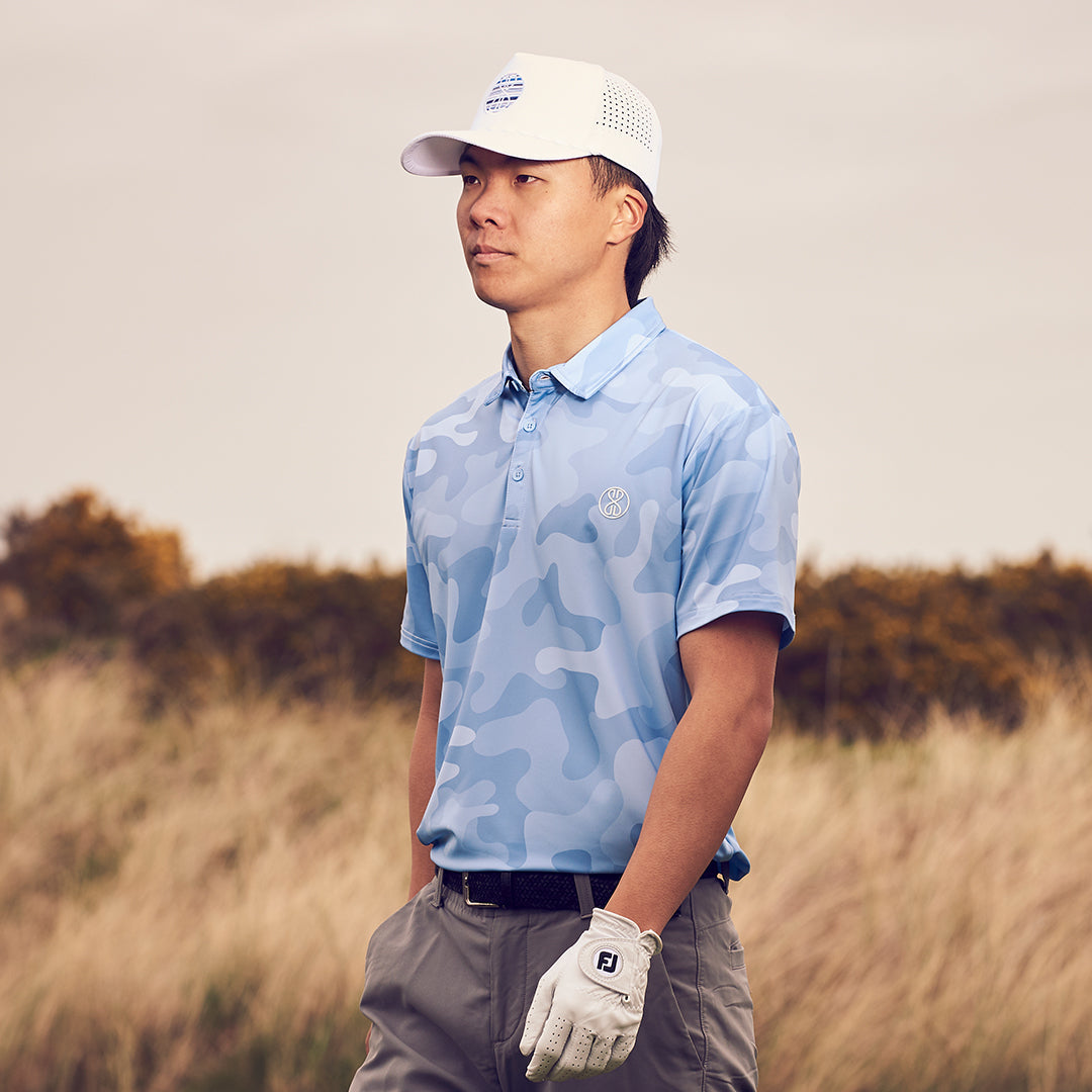 Aether Iced Blue Men's Golf Polo Shirt