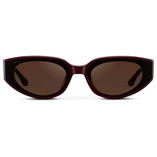 ASTRA Women's Cat-Eye Sunglasses in Black Cherry Red by WMP Eyewear