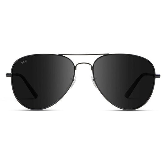 MAXWELL Polarized Unisex Aviator Sunglasses in Full Black by WMP Eyewear