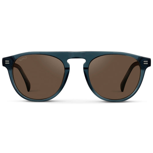 AXEL Men's Rounded Aviator Sunglasses in Crystal Steel Blue by WMP Eyewear