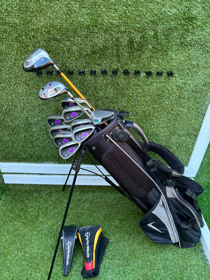 John Letters Graphite Irons, TaylorMade Driver, TaylorMade r7 Wood, EZROLL Putter & Nike Stand Bag