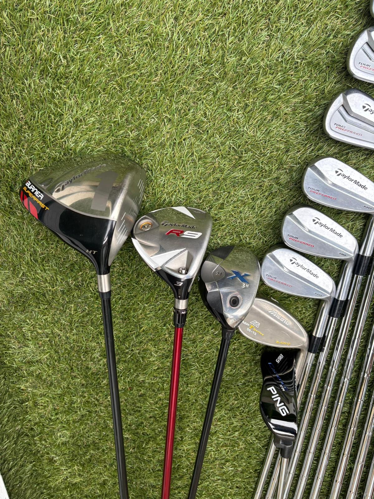 TaylorMade Tour Preferred MC Irons (4–PW) + Burner Driver, R9 Fairway, Callaway Hybrid, Ping Cadence Putter & TaylorMade Bag