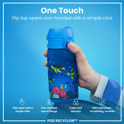 Leak Proof Kids Water Bottle, Recyclon, Sea Turtle, 350ml (12oz)