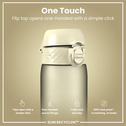 Leak Proof Slim Water Bottle, Recyclon, Creamy White, 500ml (18oz)