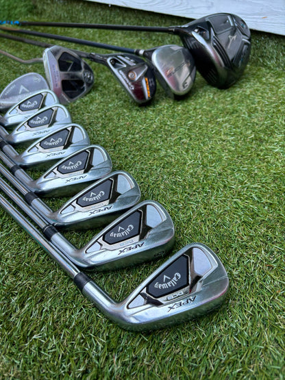 Callaway Apex DCB Irons, Mizuno Driver, Odyssey Lab Putter & TaylorMade Team Tour Cart Bag