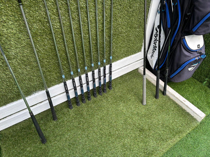 Dunlop Max Irons (3, 5–SW) + Cobra SS Hyper Steel 7 Wood + Driver + TaylorMade Cart Bag Free P&P