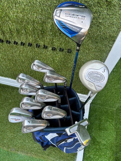 PowerBilt TPS 7.0 Irons, Cobra Driver, Slazenger 3 Wood & TaylorMade Cart Bag – Complete Golf Package