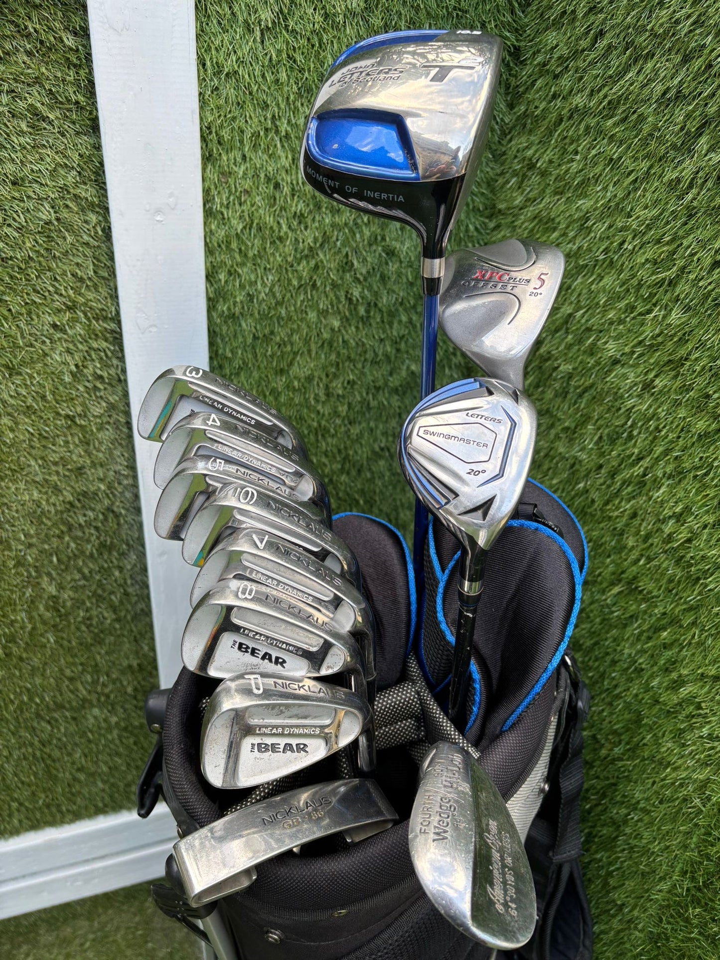 Jack Nicklaus Bear Iron Set + John Letters Driver + Woods + Bag – Full Starter Setup